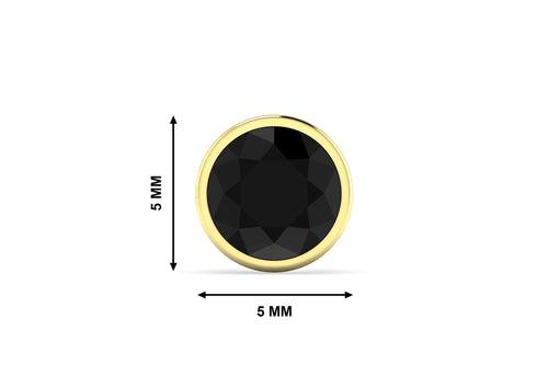 Black Brilliant Bezel Men's Ear Stud (Gold) (1 Pc Only)