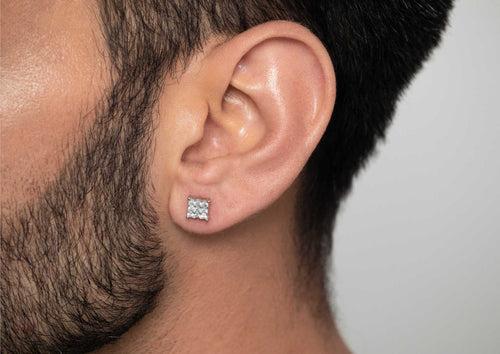 9 Square Matrix Ear Stud for Men (Gold) (1 Pc Only)