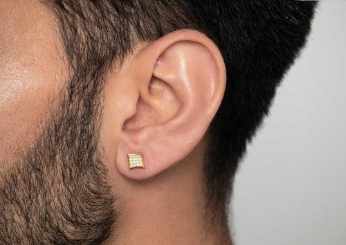 Inverted Grace Ear Stud for Men (Gold) (1 Pc Only)