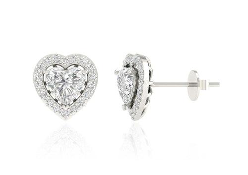 Heart Halo Solitaire Studs