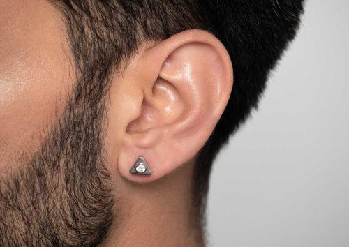 Triad Bezel Men's Ear Stud (1 Pc Only)