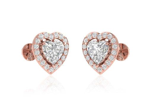 Heart Halo Solitaire Studs