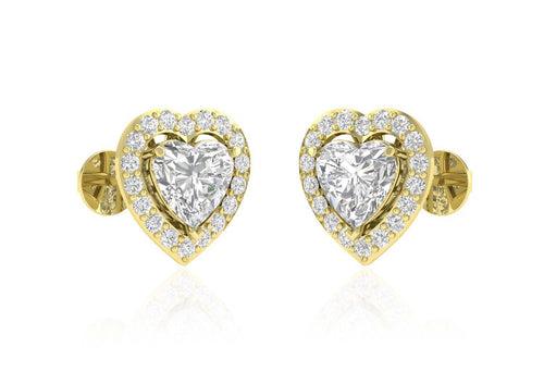 Heart Halo Solitaire Studs