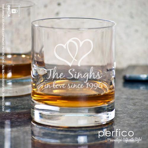 Two Hearts © Anniversary Set Personalized Whisky Glasses