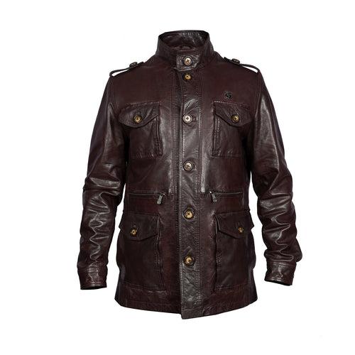 Coat & Safari Jacket in Wine Leather