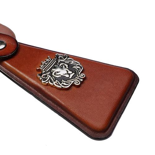 Triangular Key-chain With Belt Loop in Genuine Tan Leather