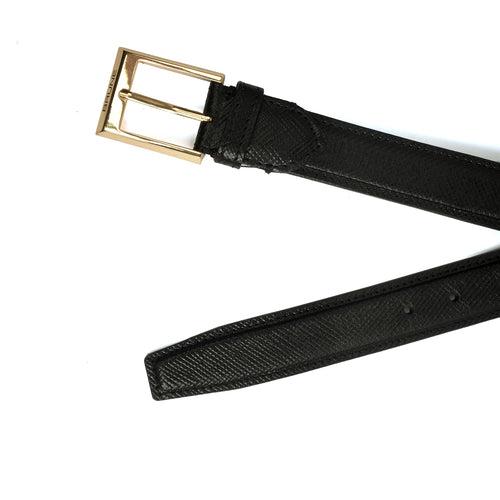 Snake Skin Textured Belt in Black Leather