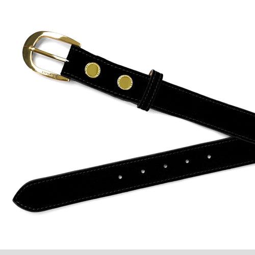 Black Detachable Buckle Belt  in Suede Leather
