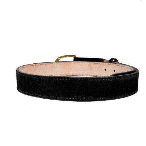 Black Detachable Buckle Belt  in Suede Leather