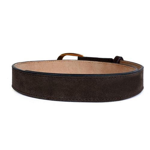 Dark Brown Detachable Buckle Belt in Suede Leather