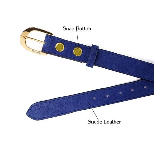 Detachable Buckle Belt in Blue Suede Leather