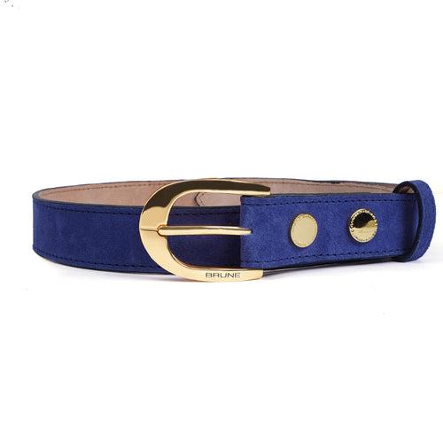 Detachable Buckle Belt in Blue Suede Leather