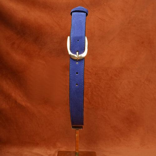 Detachable Buckle Belt in Blue Suede Leather