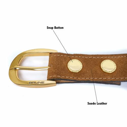 Detachable Buckle Belt with Tan suede Leather