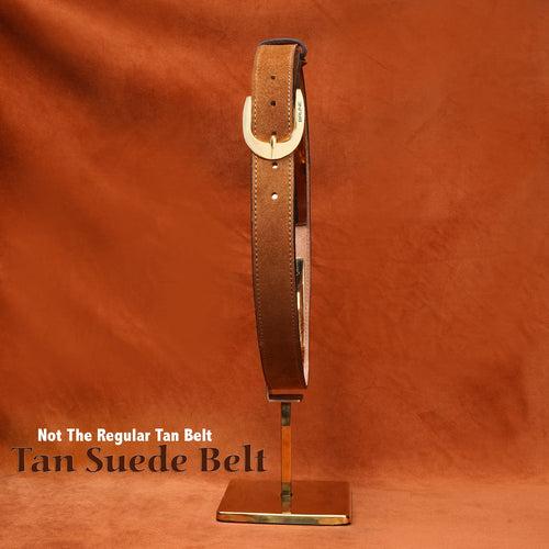 Detachable Buckle Belt with Tan suede Leather