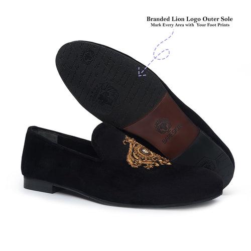 Zardosi Slip-On Shoes In Black Italian Velvet