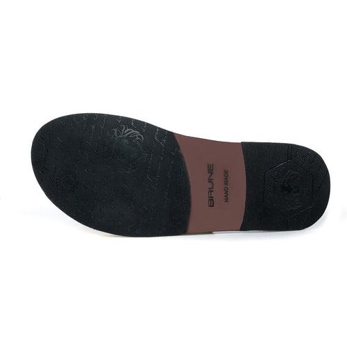 Cross Strap Welt Slide In Slippers with Laser Engraved Blue And Black Leather