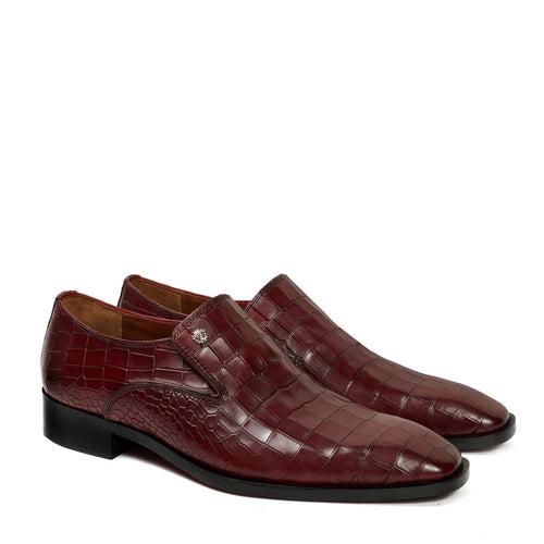 Wine Italian Loafer In Deep Cut Leather