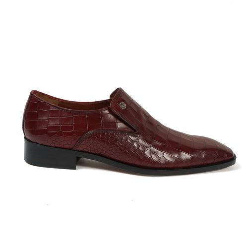 Wine Italian Loafer In Deep Cut Leather