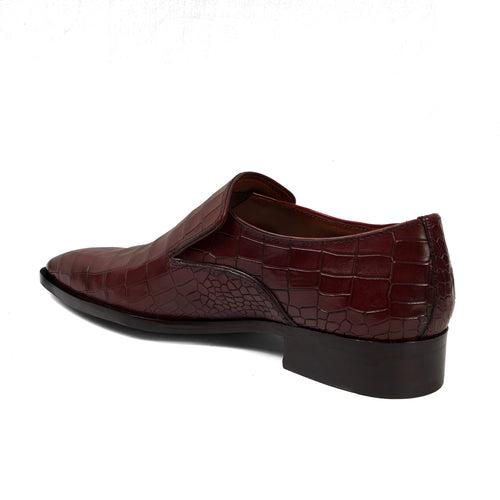 Wine Italian Loafer In Deep Cut Leather