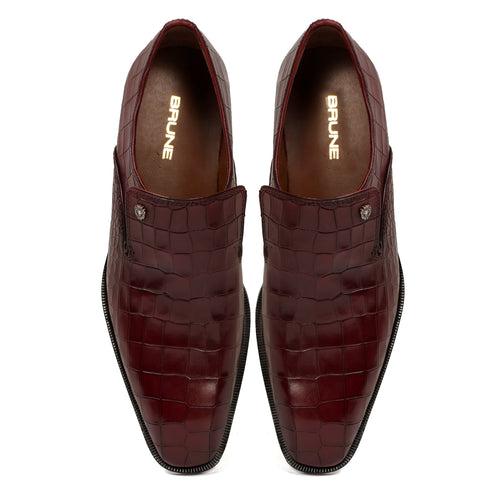 Wine Italian Loafer In Deep Cut Leather