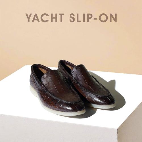 Light Weight Yacht Slip-On Shoes in Rich Dark Brown Color