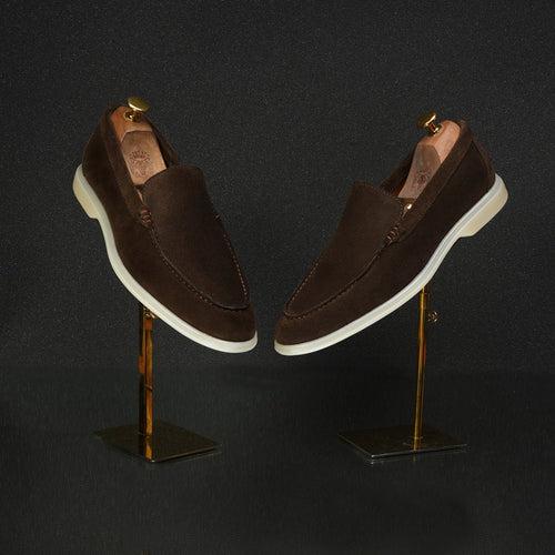 Lazy Men Yacht Shoes in Dark Brown Suede Leather