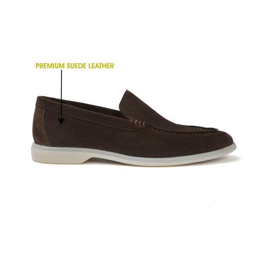 Lazy Men Yacht Shoes in Dark Brown Suede Leather