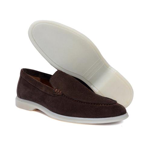 Lazy Men Yacht Shoes in Dark Brown Suede Leather