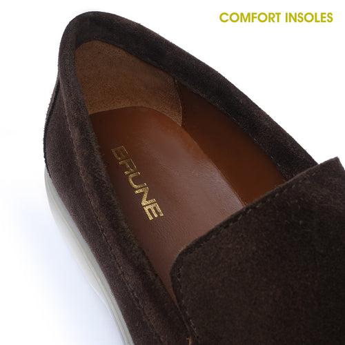 Lazy Men Yacht Shoes in Dark Brown Suede Leather