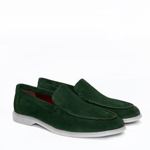 Men's Yacht Shoes with Green suede Leather