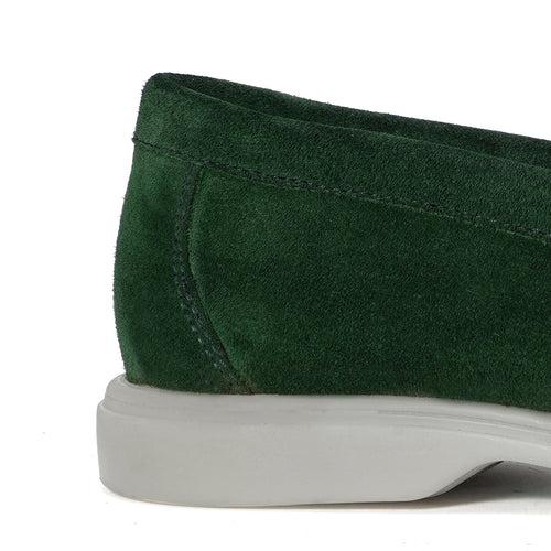 Men's Yacht Shoes with Green suede Leather