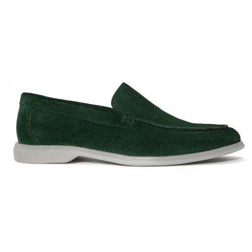 Men's Yacht Shoes with Green suede Leather