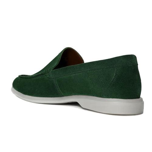 Men's Yacht Shoes with Green suede Leather