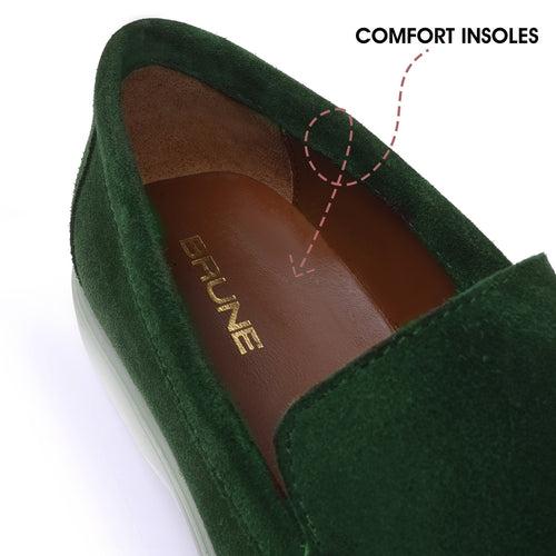 Men's Yacht Shoes with Green suede Leather