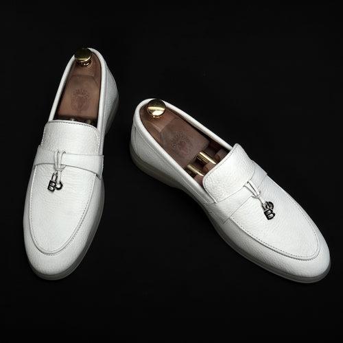 Textured White Yacht Loafer