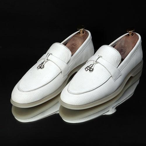 Textured White Yacht Loafer