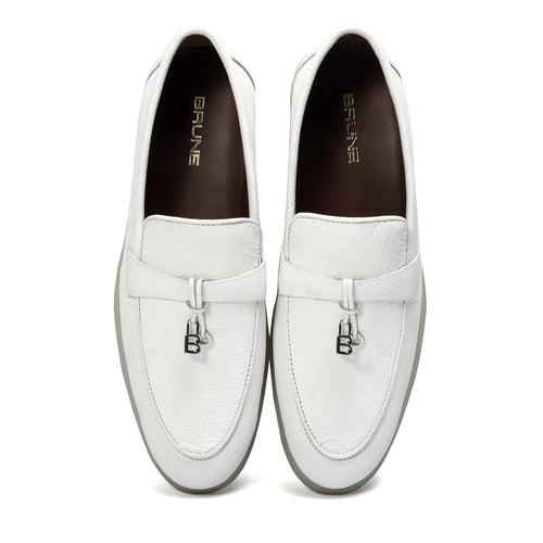 Textured White Yacht Loafer