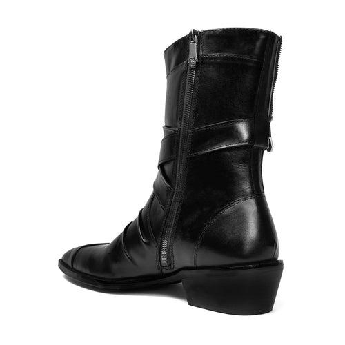 Sleek & Stylish Black Leather Cuban Boot