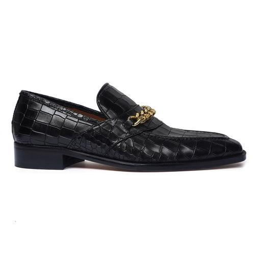 Sleek Italian Men's Loafer with chain detailing