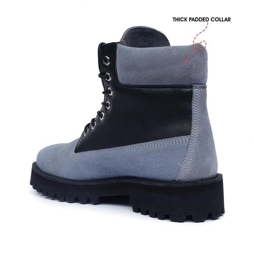 Combat Chunky Boot with Perfect color combination of Black & Grey Leather