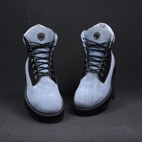 Combat Chunky Boot with Perfect color combination of Black & Grey Leather