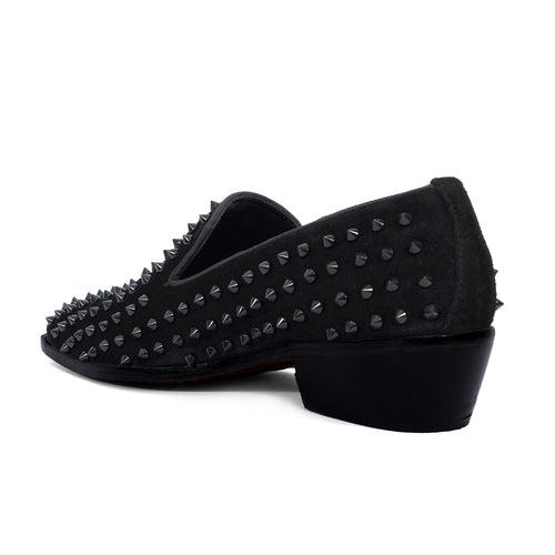 Sleek Toe Black Slip-On Shoes with Cuban Heel