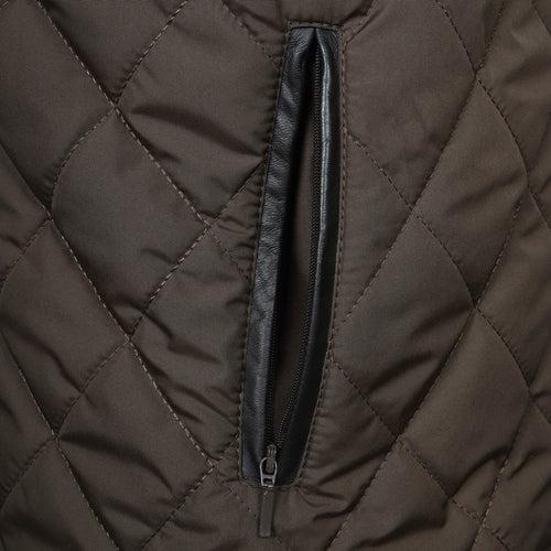 Diamond Stitched Puffer Vest in Dark Brown Color