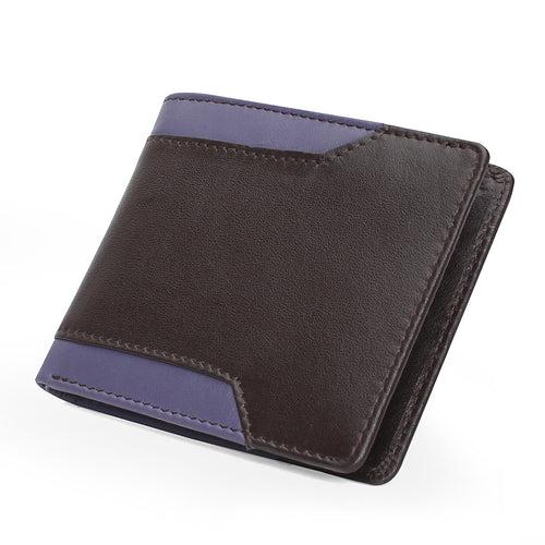 Classic Black and Purple Leather Bi-Fold Wallet