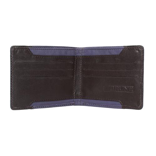 Classic Black and Purple Leather Bi-Fold Wallet