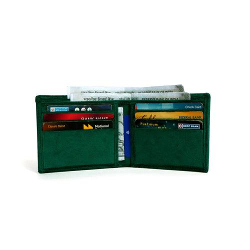 Italian Velvet Bi-Fold Wallet in Dark Green Color