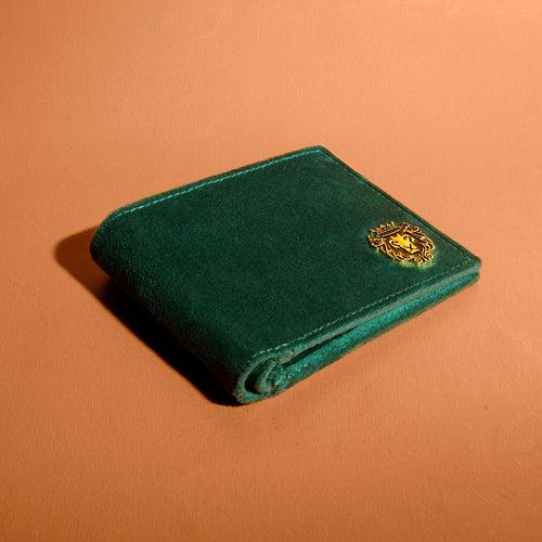 Italian Velvet Bi-Fold Wallet in Dark Green Color