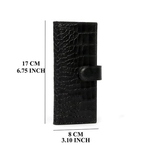 Ladies Long Wallet in Black Genuine Leather