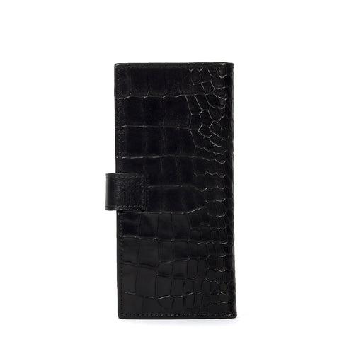 Ladies Long Wallet in Black Genuine Leather